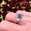 Moss Agate Sterling Silver Maple Leaf Ring Set