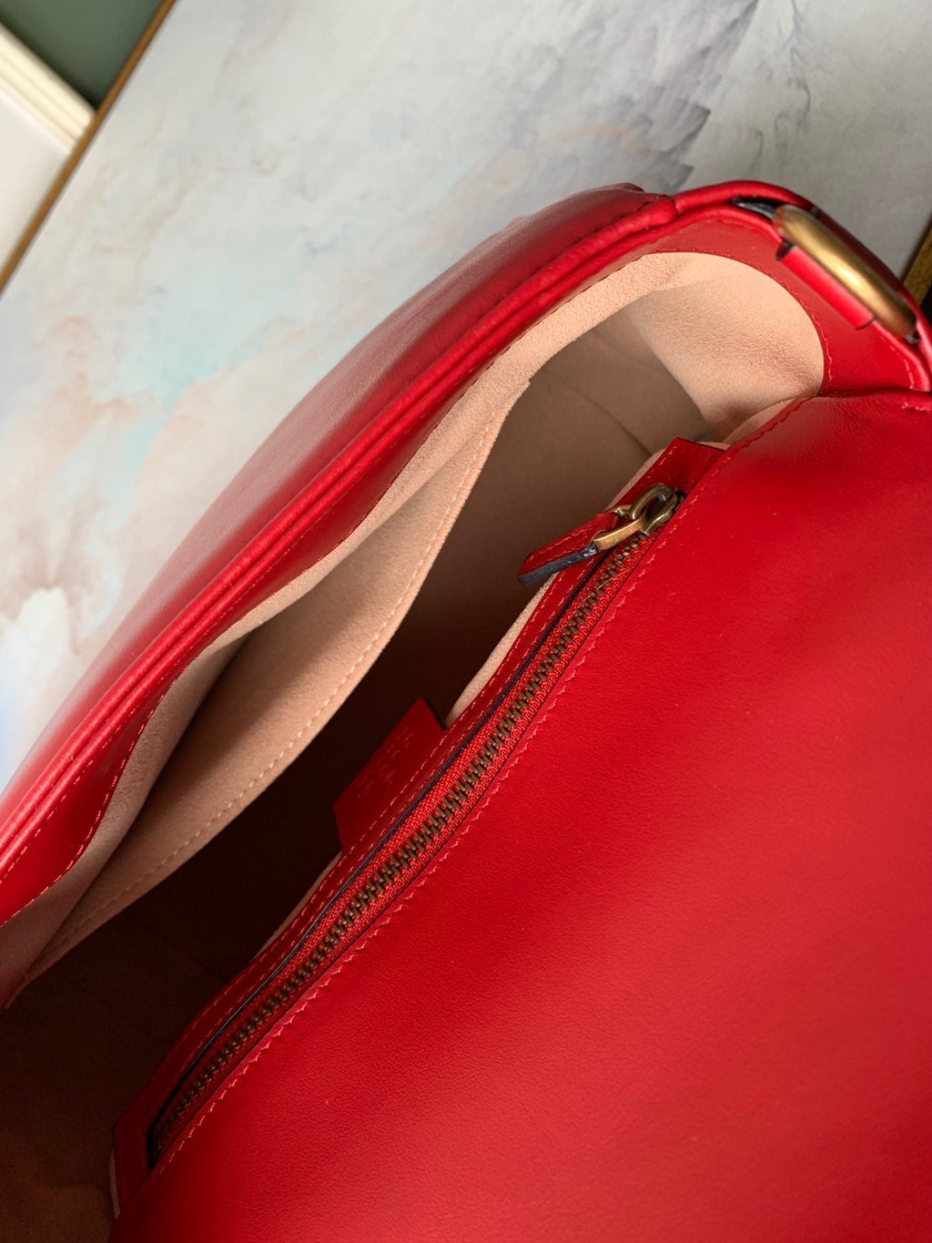 GG Marmont 26.5cm Red Calfskin Gold Hardware