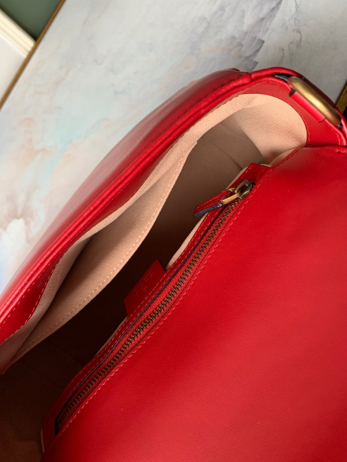 GG Marmont 26.5cm Red Calfskin Gold Hardware