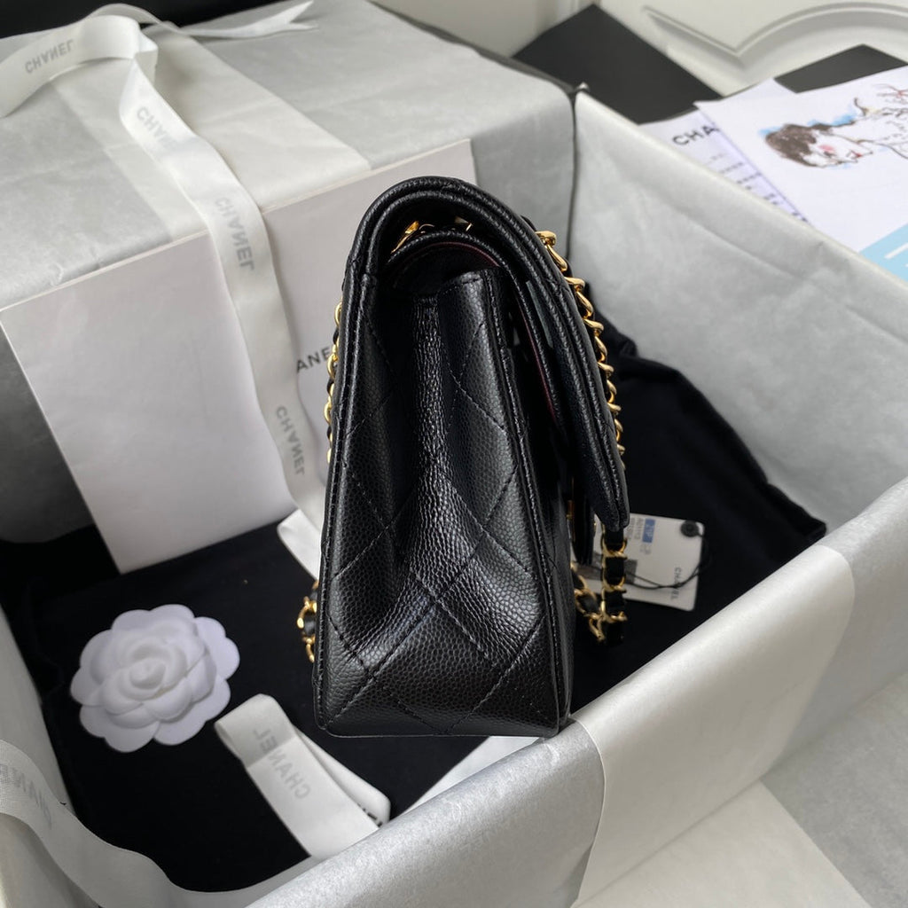 Medium Classic Flap Bag 23cm Black Caviar Gold Hardware