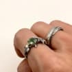Moss Agate Sterling Silver Maple Leaf Ring Set