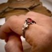 Watermelon Tourmaline Sterling Silver Maple Leaf Ring
